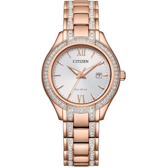 Ladies' Silhouette Crystal Eco-Drive Watch 3-Hand Date Stainless